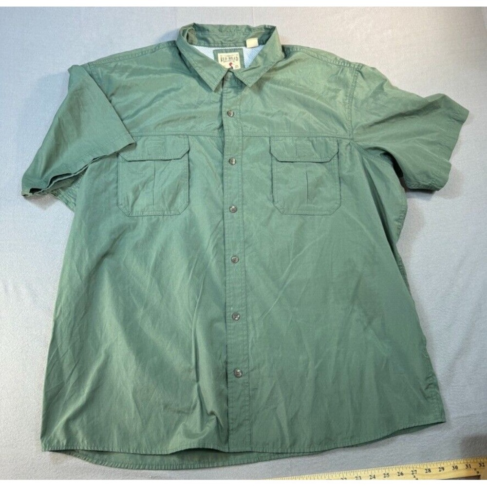 RedHead Shirt Mens 3XL Green Button Up Short Sleeve Vented Utility Outdoors